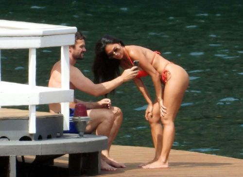 Nicole Scherzinger in a Red Bikini Celebrates Her 43rd Birthday in Lake Como 06/28/2021 11