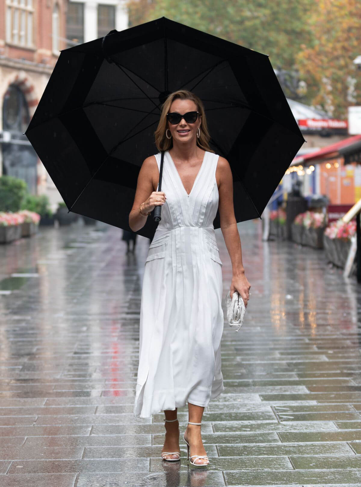 Amanda Holden in White Dress at Global Radio in London 09/14/2021