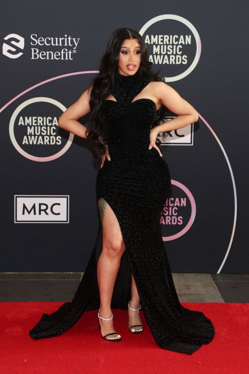 Cardi B seen in Black Dress attends 2021 American Music Awards in Los Angeles 11/19/2021 3