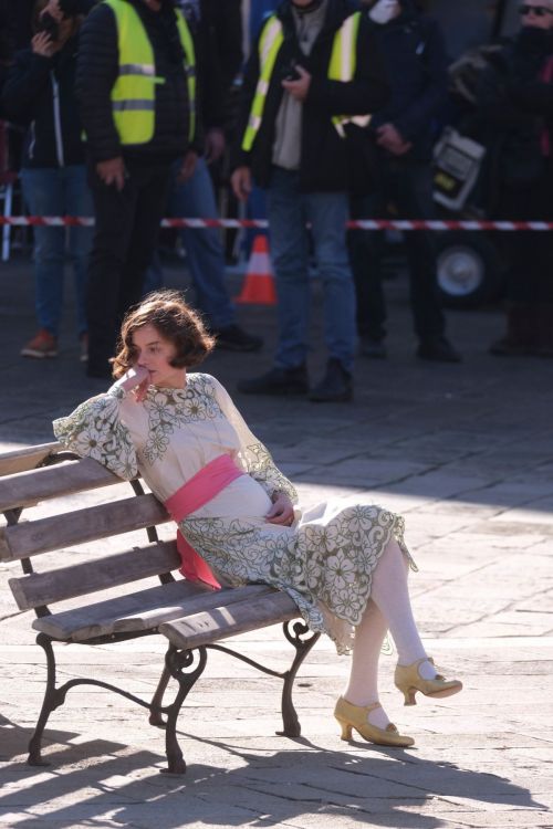 Emma Corrin on the Set of Lady Chatterley