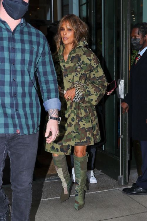 Halle Berry seen Army Print Dress Night Out in New York 11/04/2021 2