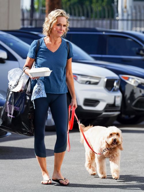 Melora Hardin walks with Her Dog in Los Angeles 10/29/2021 5