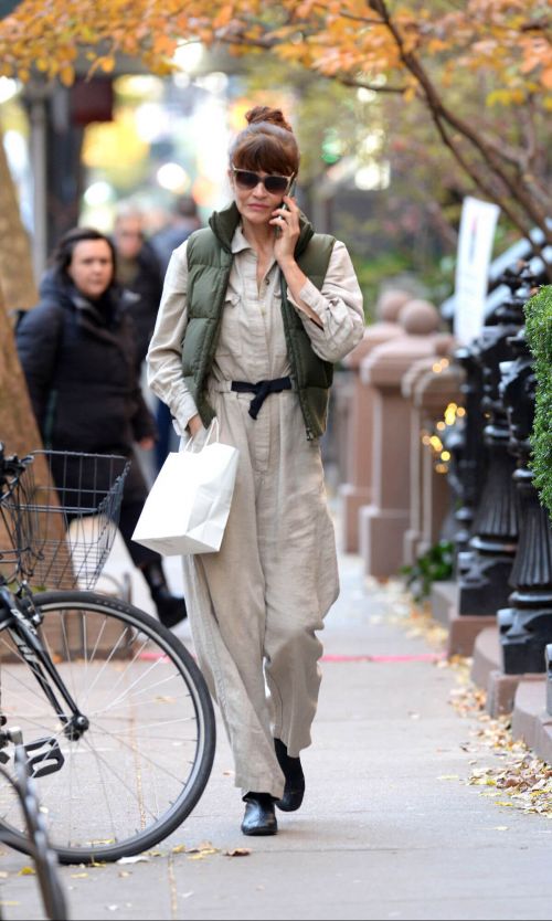 Helena Christensen in Jumpsuit with Puffer Jacket Out in New York 2