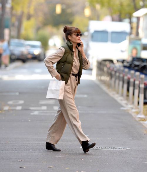 Helena Christensen in Jumpsuit with Puffer Jacket Out in New York 4