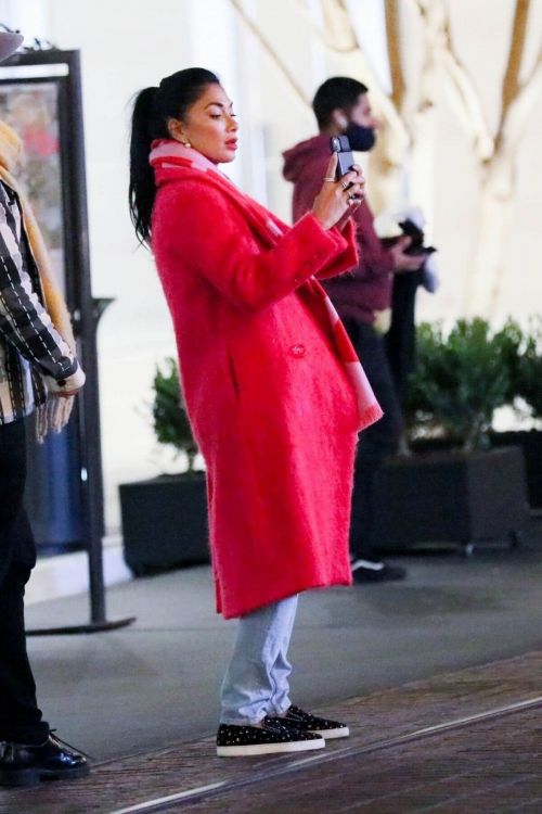 Nicole Scherzinger wears Red Long Coat Out at The Grove in Los Angeles 1