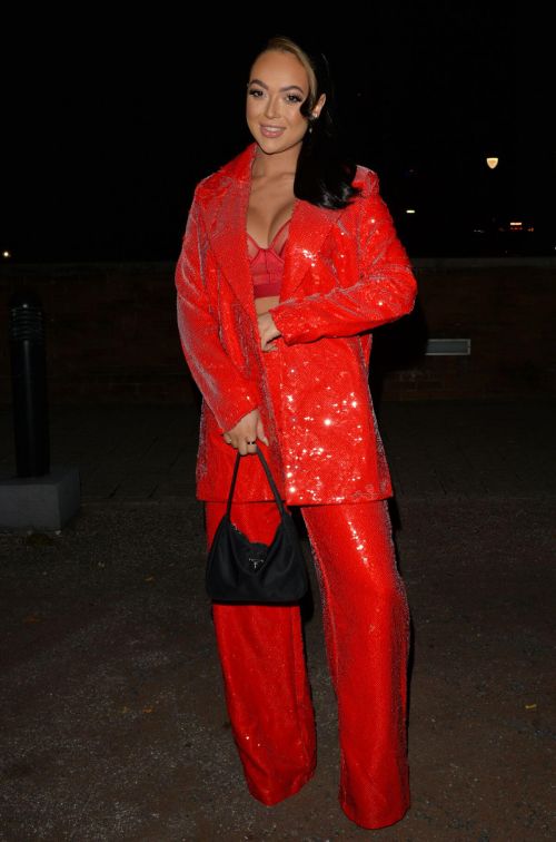 Sharon Gaffka seen in Red Outfit Night Out in London 11/19/2021 1