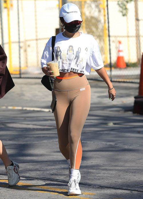 Vanessa Hudgens in Brown Tights Leaves Out a Gym in Los Angeles 3