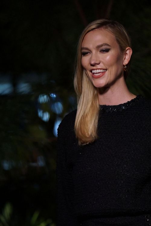 Karlie Kloss Night Out in Black Dress at Chanel Dinner to Celebrate Five Echoes in Miami 2