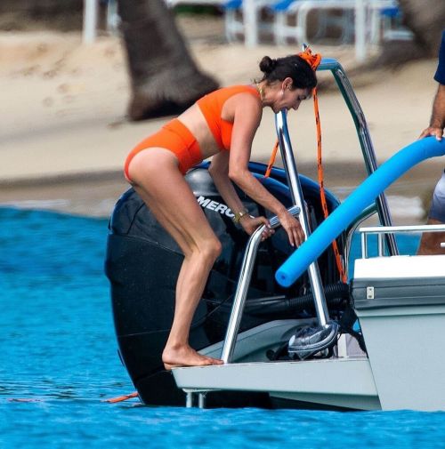 Lauren Silverman in Orange Bikini at Jet Ski Rides in Barbados Beach