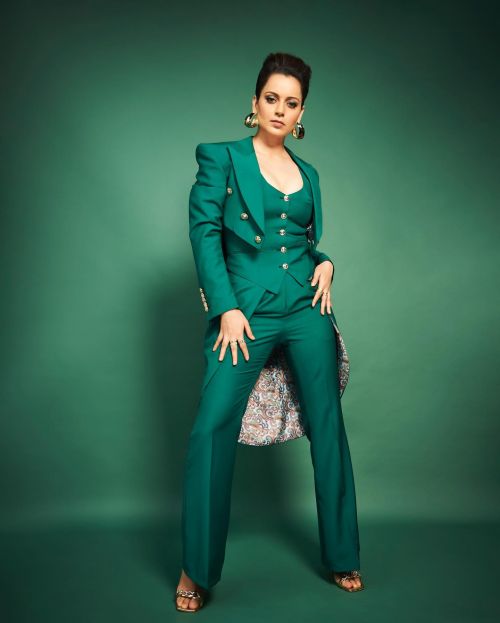 Kangana Ranaut wears Green Suit Pants during Lockup Judgement Day, March 2022 2