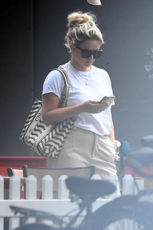 Emily Atack in White Top with Loose Pants on the Set of BBC Documentary in London 3