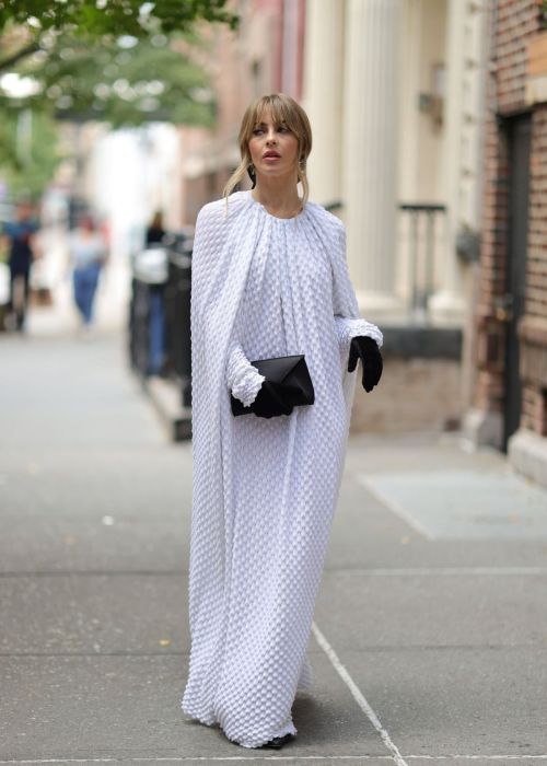 Julianne Hough Day Out in Stylish White Gown and Black Gloves in New York, Sep 2022 1