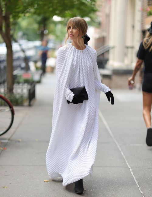 Julianne Hough Day Out in Stylish White Gown and Black Gloves in New York, Sep 2022 3