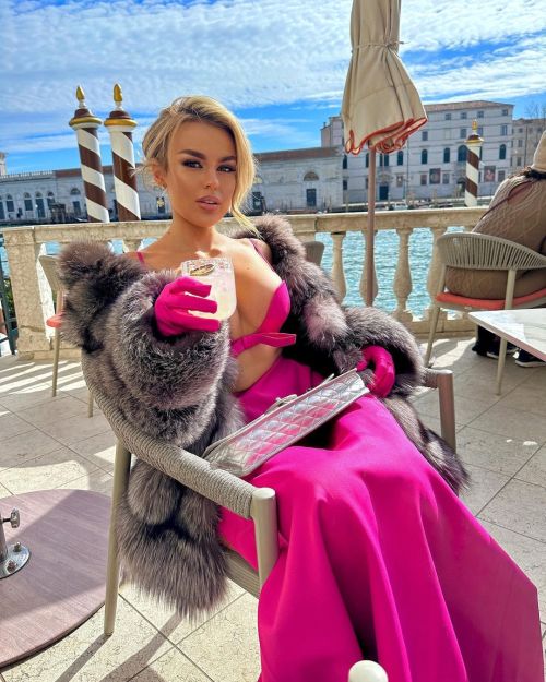 Tallia Storm show her toned figure in Pink Dress at Palazzo Albrizzi - Capello, Venice, Mar 2023 2