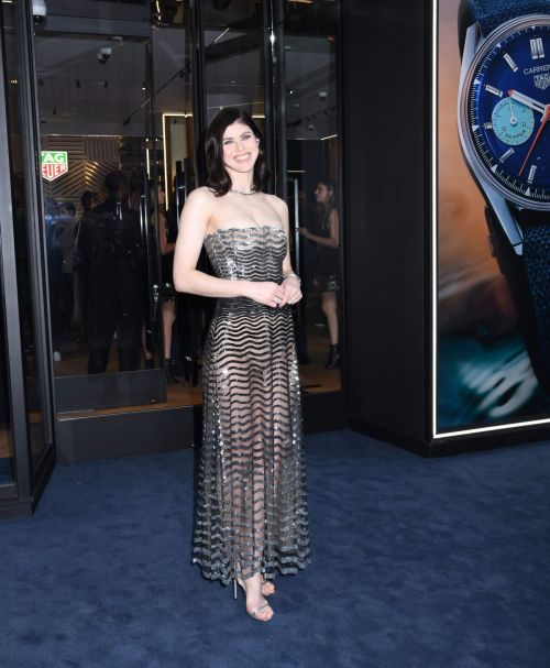 Alexandra Daddario Rocks Black Transparent Dress at Tag Heuer Boutique Opening in New York 07/12/2023 2