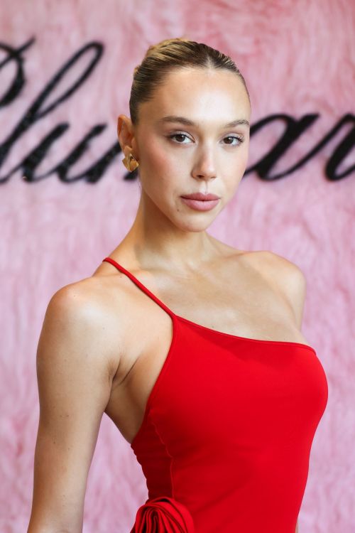 Alexis Ren stuns in red one-shoulder dress at Blumarine