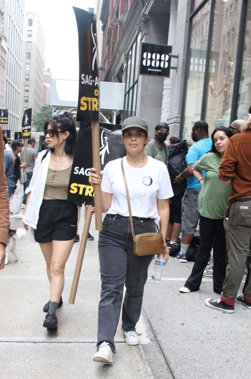 America Ferrera at SAG-AFTRA Picket Line at Netflix Offices in New York 07/20/2023