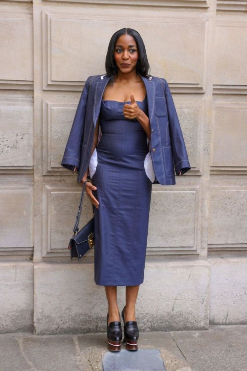 Ayo Edebiri at Thom Browne Dall 2023 Couture Collection Runway Show at Paris Fashion Week