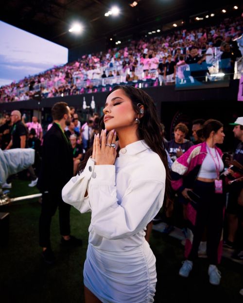 Becky G Singing National Anthem at a Leagues Cup Match in Fort Lauderdale 07/21/2023 2