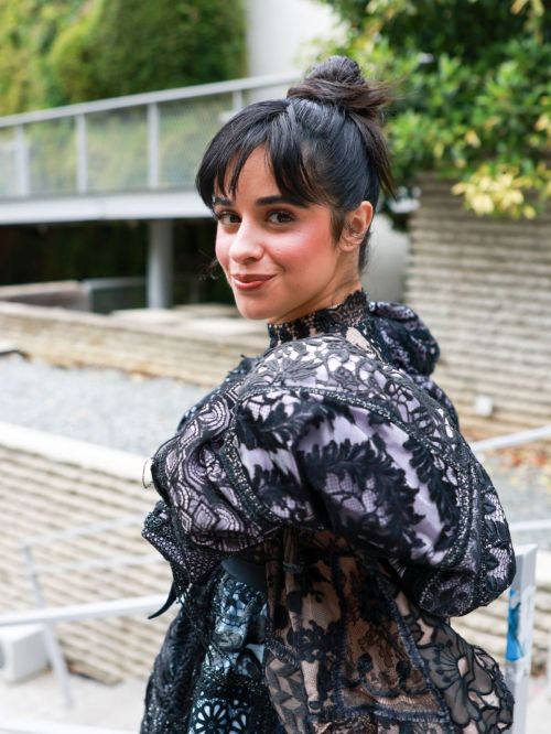 Camila Cabello Turns Heads in Black Frill Shoulder Dress at Paris Fashion Week 4