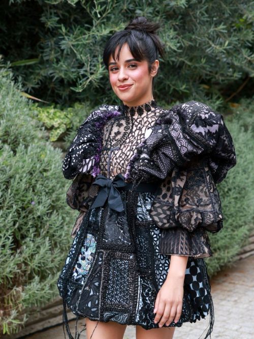 Camila Cabello Turns Heads in Black Frill Shoulder Dress at Paris Fashion Week 5