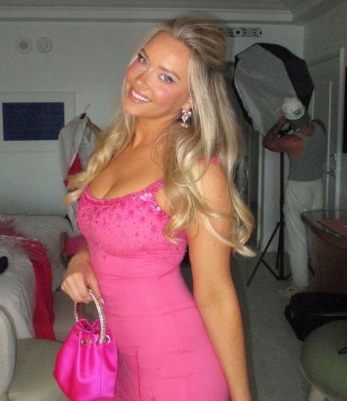 Camille Kostek stuns in pink bodycon for Barbie premiere photoshoot 1
