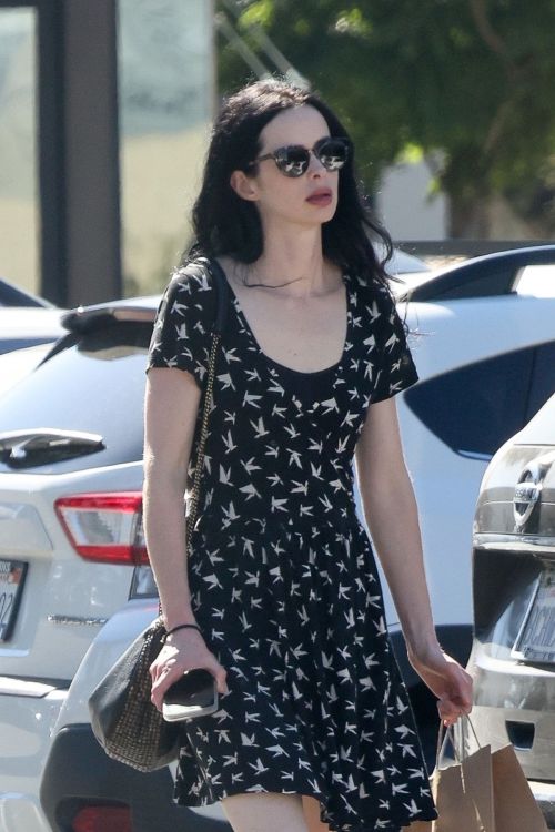 Krysten Ritter Shopping Spree in Studio City Black Printed Short Dress and Sunglasses 07/15/2023