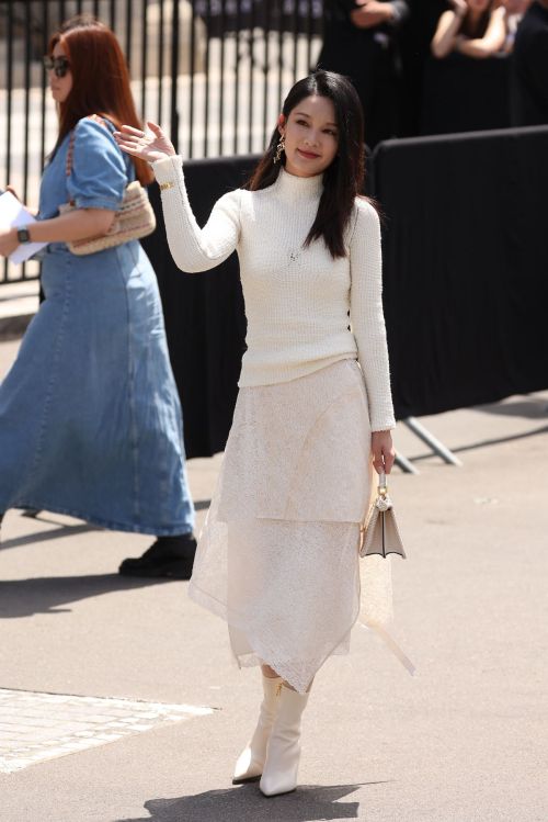 Li Qin Shines in High Neck White Dress and Long Boots at Fendi Haute Couture Spring/Summer 23/24 Show 1