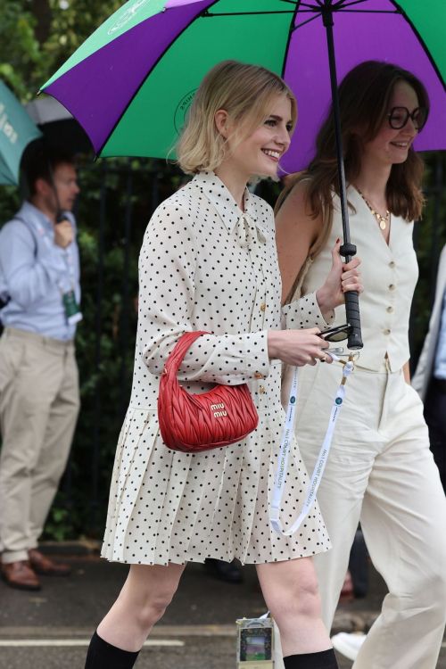 Lucy Boynton Stuns in Dotted Dress, Flaunts Legs at Wimbledon 2023