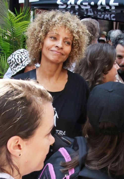 Michelle Hurd at Rock the City for a Fair Contract Rally at Times Square in New York 07/25/2023 1