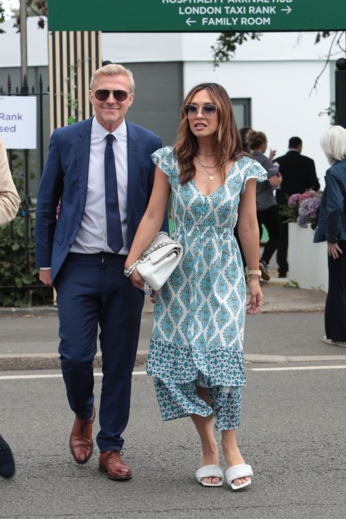 Myleene Klass Stuns at Wimbledon in NEXT Ikat Border Blue Maxi Dress 1