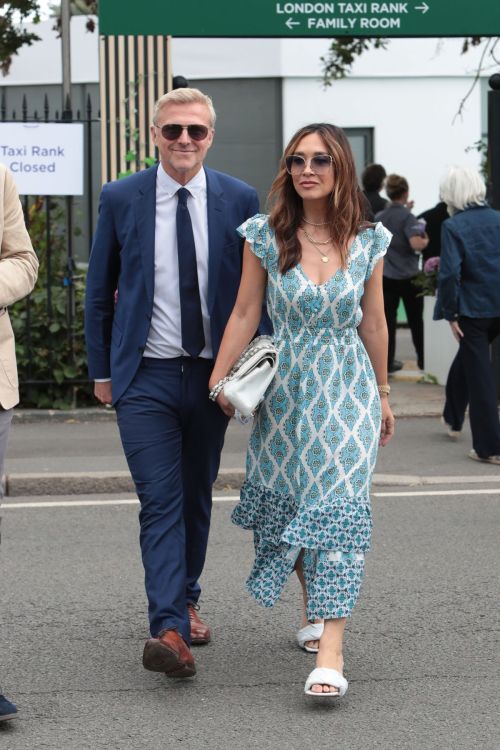 Myleene Klass Stuns at Wimbledon in NEXT Ikat Border Blue Maxi Dress 2