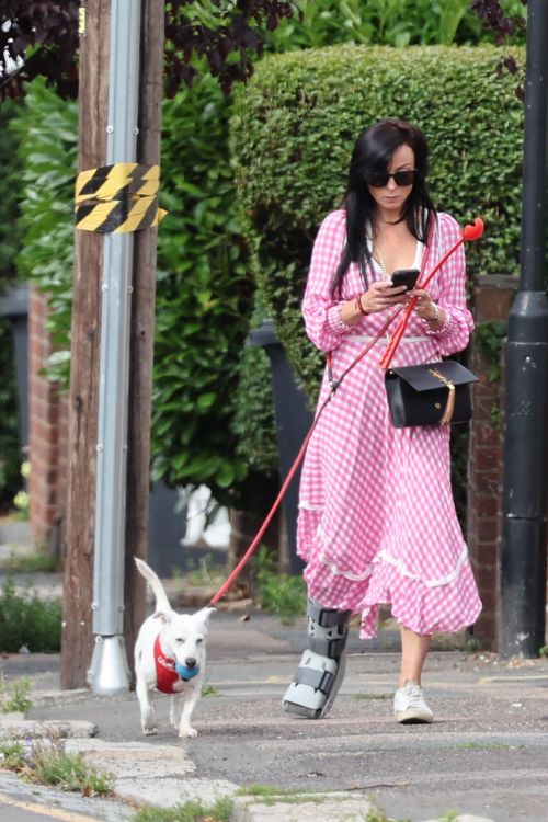 Helen George out with her dog in Meopham