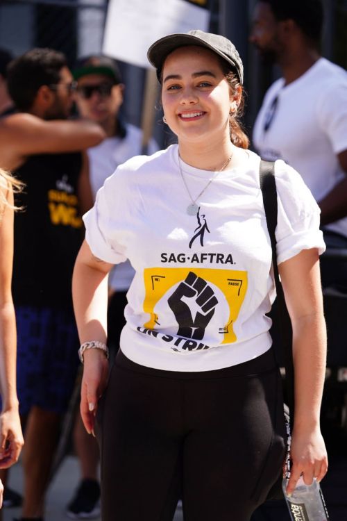 Mary Mouser at SAG-AFTRA and WGA Strike in Los Angeles 2