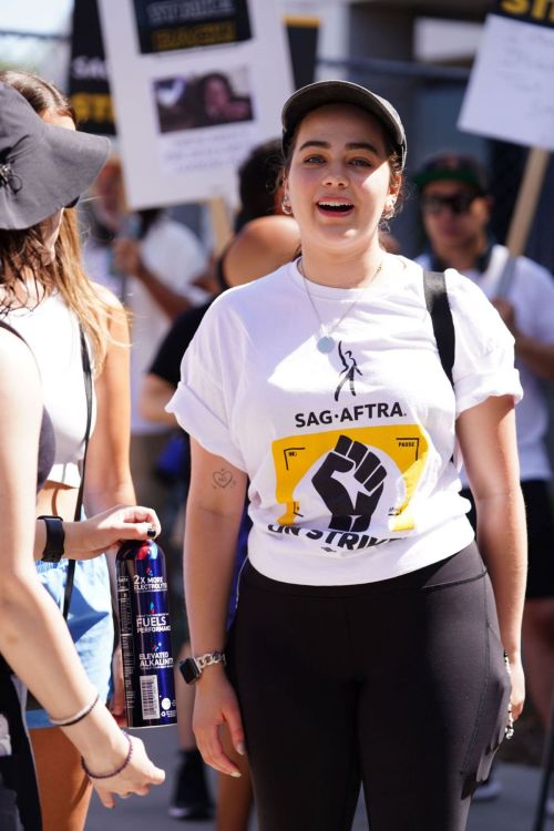 Mary Mouser at SAG-AFTRA and WGA Strike in Los Angeles 4