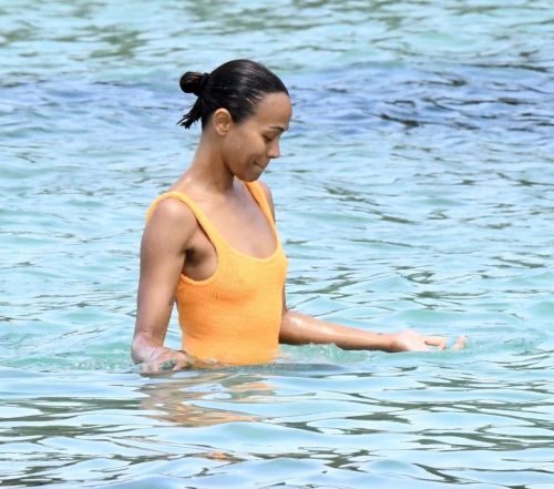 Zoe Saldana in Swimsuit at a Yacht 1