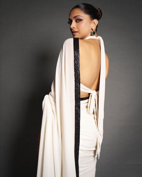 Deepika Padukone Chic Off-White Saree and Backless Blouse Photoshoot 09/15/2023 1