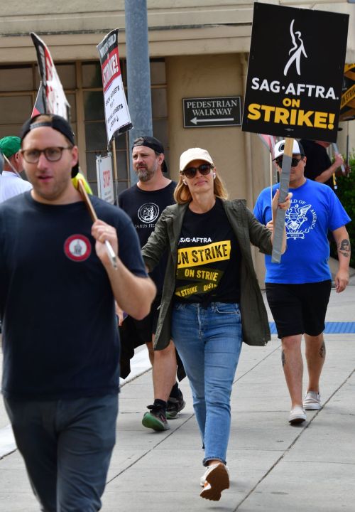 Jeri Ryan at SAG-AFTRA Picket Lines at Warner Bros. Studios 09/06/2023