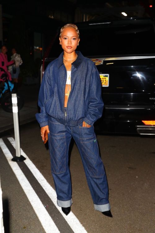 Karrueche Tran Stylish Double Denim Night at NYFW 09/08/2023 1