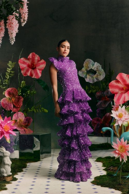 Melissa Barrera Poses for Rodarte 2024 Ready-to-Wear, Sep 2023