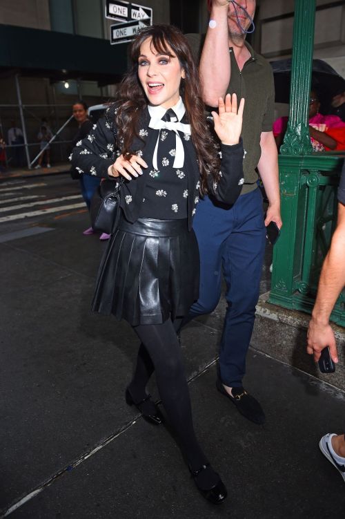 Zooey Deschanel and Jonathan Scott Arrive at Alice + Olivia Show in New York 09/09/2023