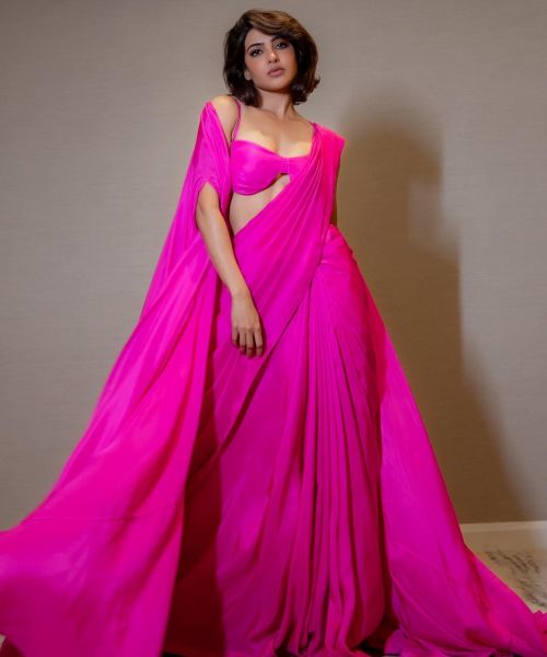 Samantha Ruth Prabhu Dazzles in Ekaya Banaras Pink Saree 2