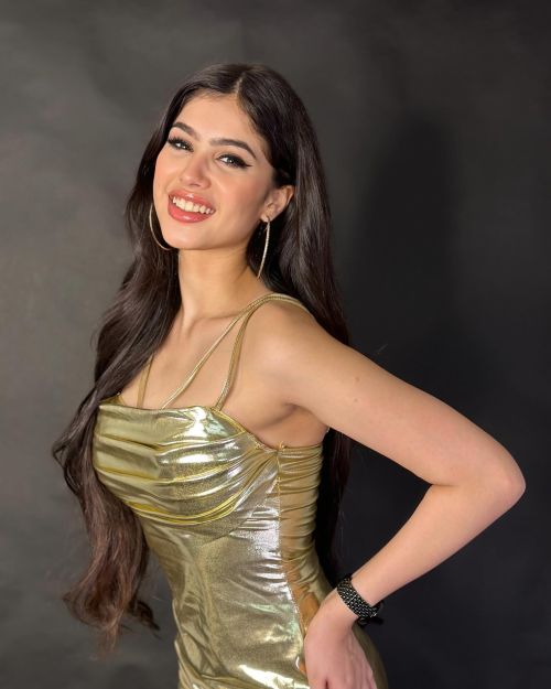 Riva Arora Photoshoot in Golden Shimmering Dress 3