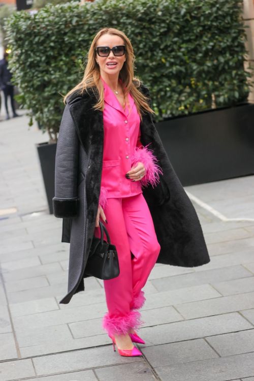 Amanda Holden arrives in Pink Outfit at Heart Radio London 4