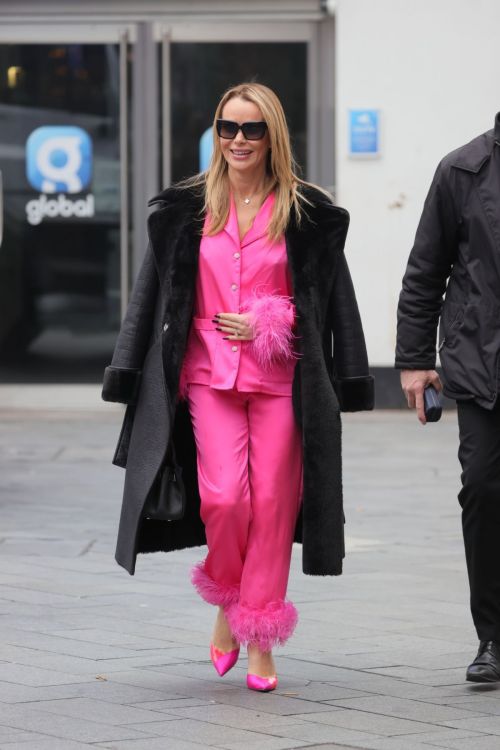 Amanda Holden arrives in Pink Outfit at Heart Radio London 5
