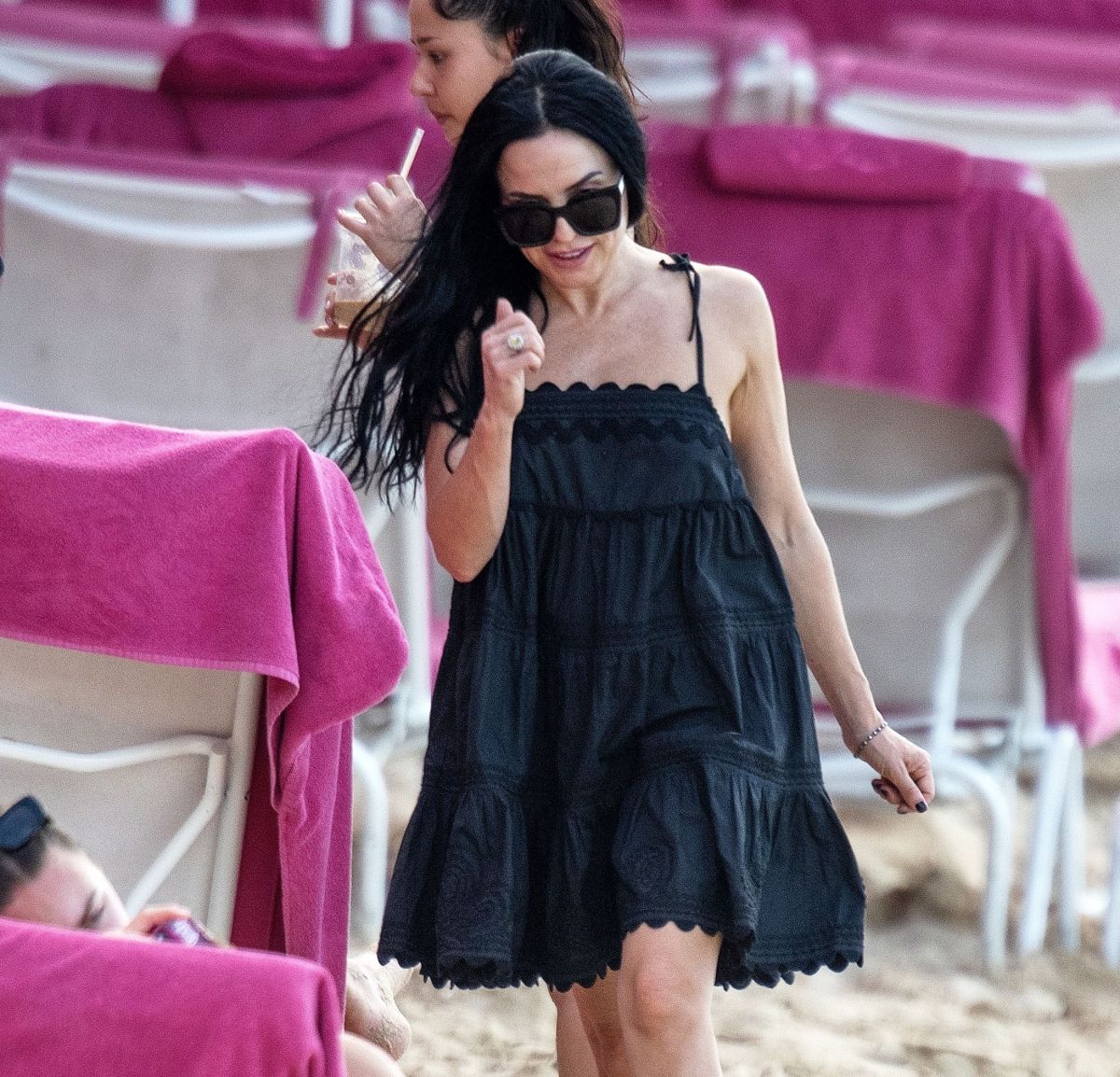 Andrea Corr Relaxing on the Beach at Sandy Lane Hotel, Barbados