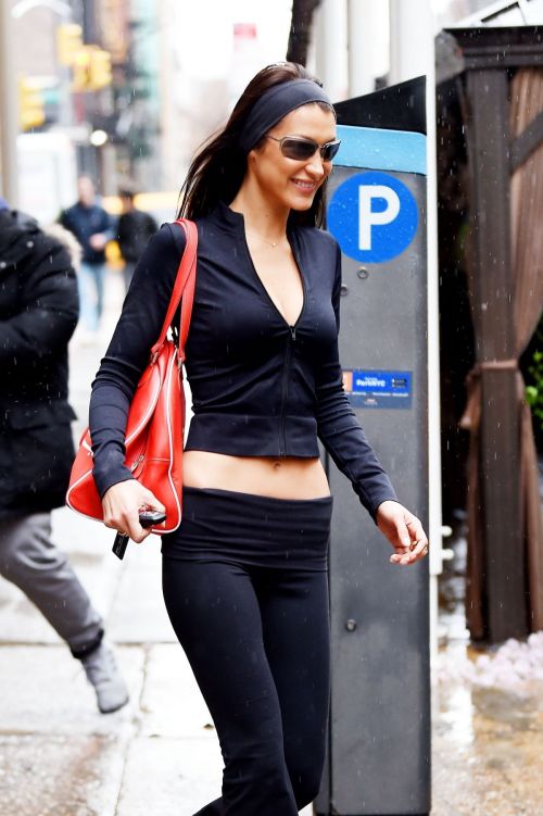 Bella Hadid in Black Outfit in NYC Street Style