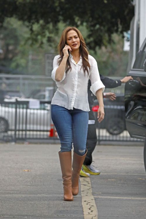 Jennifer Lopez in White Shirt & Denim in LA Outing 2