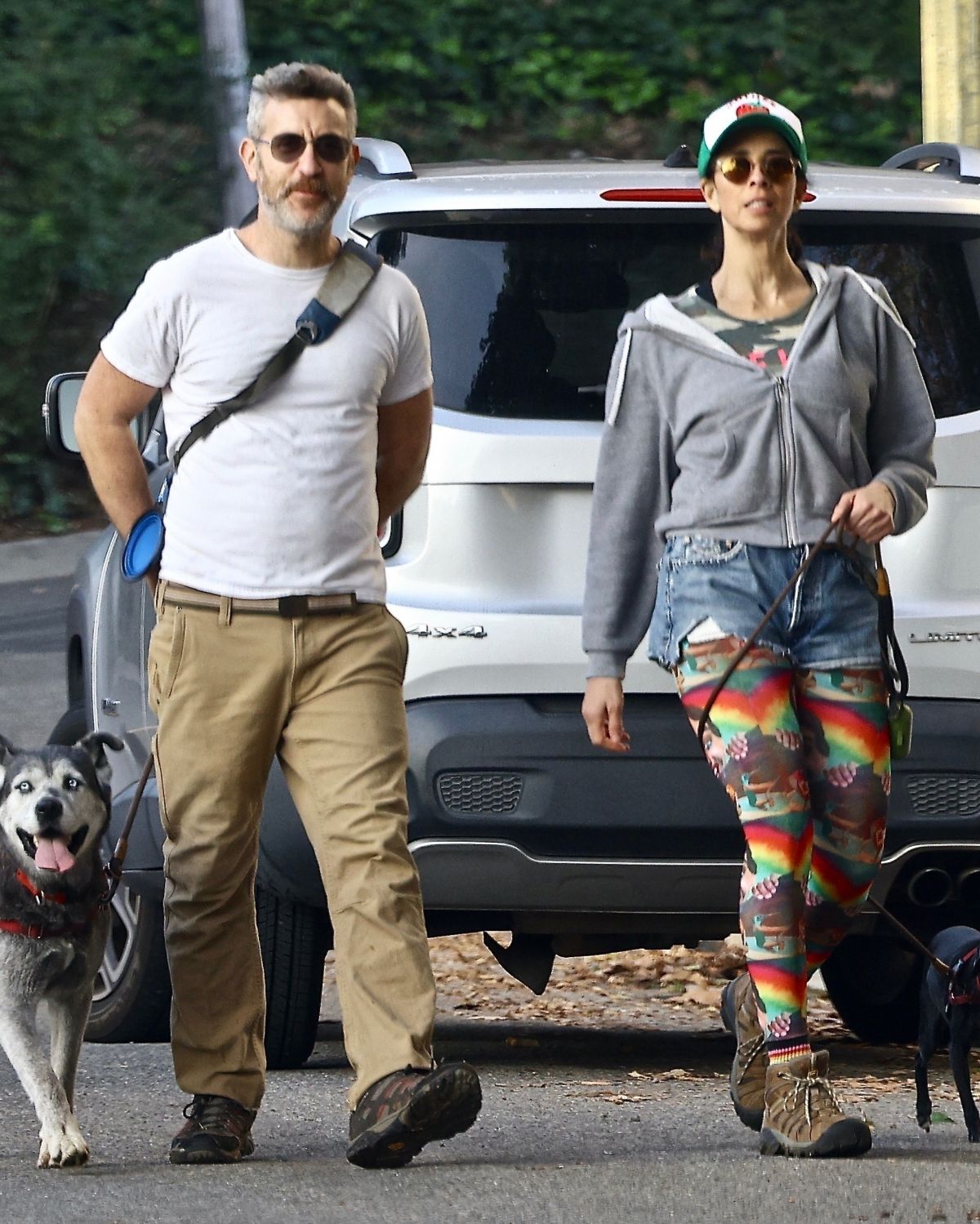 Sarah Silverman and Rory Albanese with Their Dogs in Los Feliz