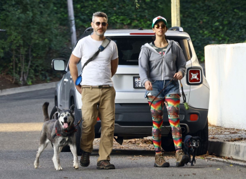 Sarah Silverman and Rory Albanese with Their Dogs in Los Feliz 2